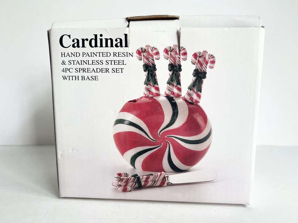 Cardinal Hand Painted Resin & Stainless Steel 4PC Spreader Set with Base